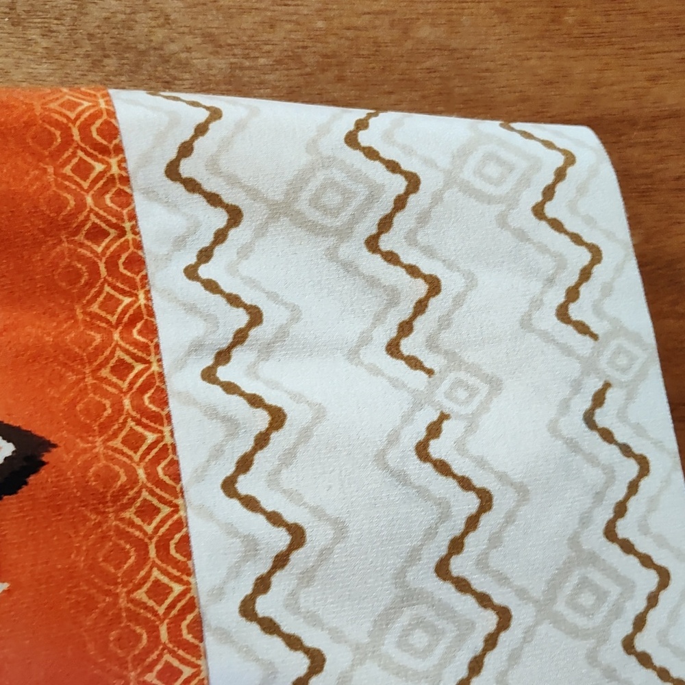 Cato Cowl Neck Tank Halter Tie-Neck Cream Orange Brown Beaded Ikat Chevron Med - Picture 7 of 12